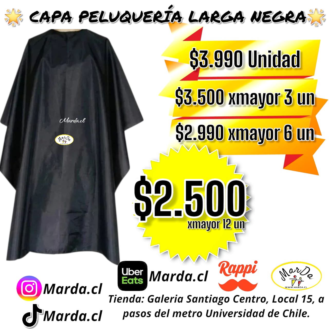 CAPA PELUQUERIA LARGA NEGRA