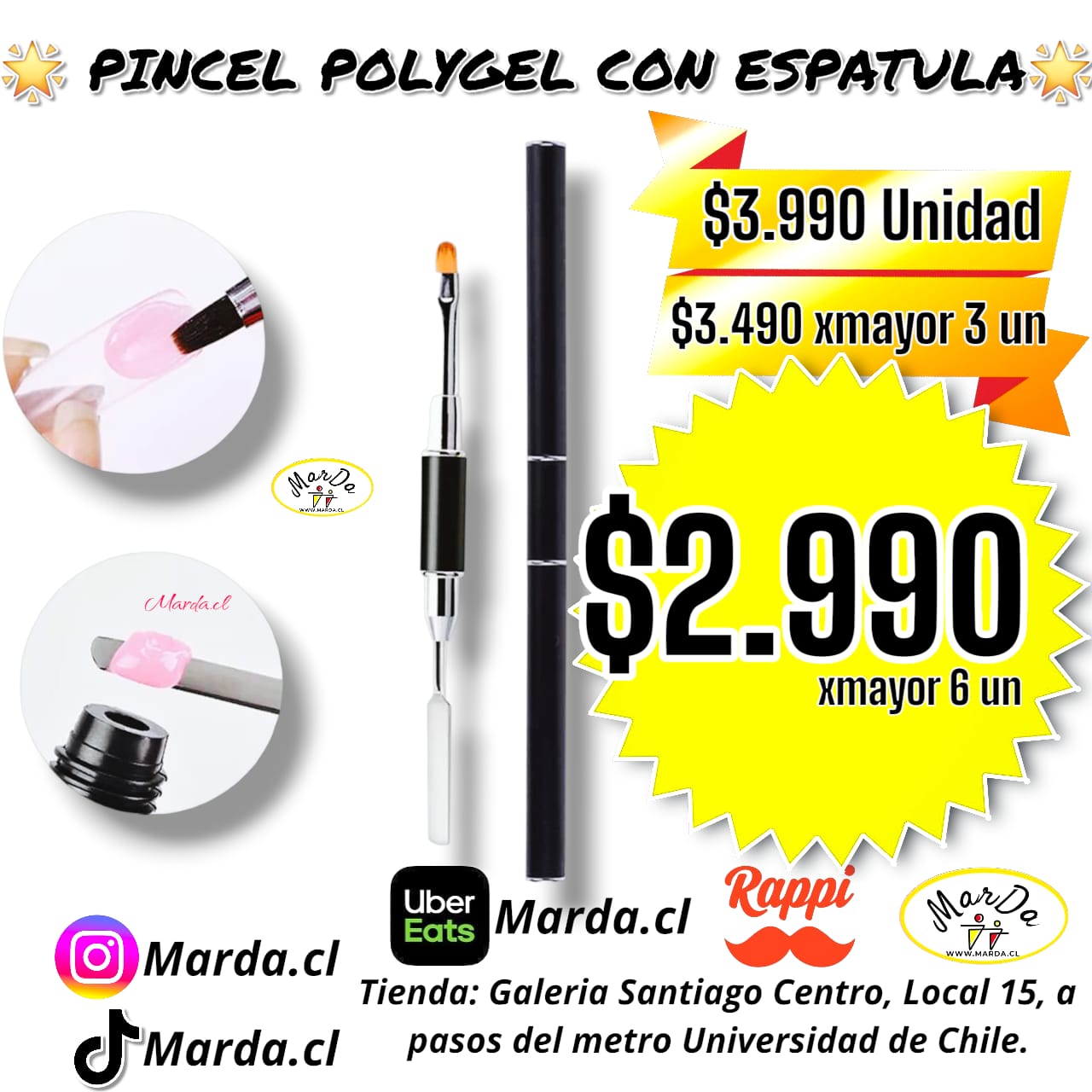 PINCEL + ESPATULA CON TAPA PARA POLYGEL ACRYGEL GEL