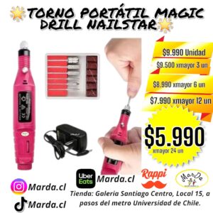 TORNO PORTATIL MAGIC DRILL UÑAS 3000 RPM SET MANICURE Y PEDICURE PULIDOR