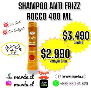 SHAMPOO ANTI FRIZZ ROCCO SIN SAL NI SULFATO 400 ML