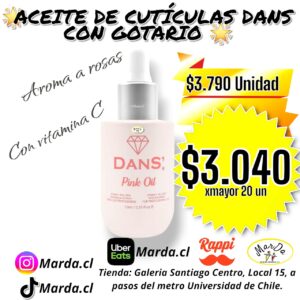 ACEITE DE CUTICULAS DANS CON VITAMINA C CON GOTARIO PINK OIL