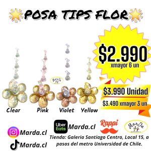 POSA TIPS CON FLOR PARA MANICURE (PRESS ON)
