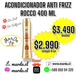 ACONDICIONADOR ANTI FRIZZ ROCCO SIN SAL NI SULFATO 400 ML