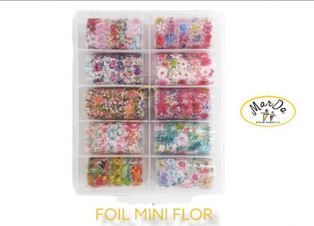 SET PAPEL FOIL PARA MANICURE CINTA MINI FLOR
