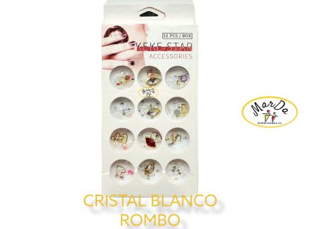MODELO BLANCO ROMBO SET CRISTALES PARA DECORACION PARA MANICURE