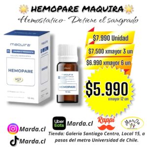 HEMOSTATICO HEMOPARE MAQUIRA DETIENE SANGRADO
