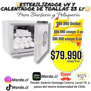 ESTERILIZADOR UV Y CALENTADOR DE TOALLAS PARA BARBERIA Y PELUQUERIA PROFESIONAL 23 LT