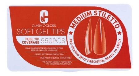550 TIPS SOFT GEL MEDIUM STILETTO CLARA COLORS