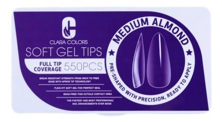 550 TIPS SOFT GEL MEDIUM ALMOND CLARA COLORS