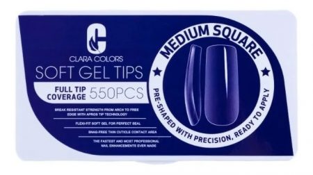 550 TIPS SOFT GEL MEDIUM SQUARE CLARA COLORS