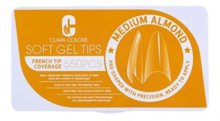 550 TIPS SOFT GEL MEDIUM ALMOND CLARA COLORS SONRISA (NARANJO)
