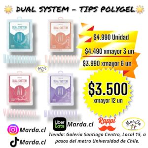 DUAL SYSTEM DANS TIPS PARA POLYGEL ACRYGEL REUTILIZABLES