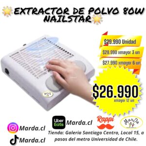EXTRACTOR DE POLVO PARA UÑAS – ASPIRADORA PARA MANICURE PEDICURE 80W UÑAS COLOR BLANCO