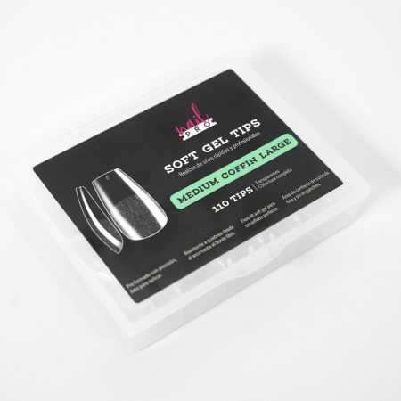 100 TIPS SOFT GEL MEDIUM COFFIN LARGE NAIL PRO