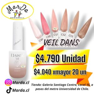 COLECCION VEIL DANS (KIT 6 ESMALTES PERMANENTES) TRANSLUCIDOS - BASE FRANCESAS