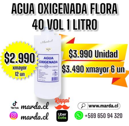 AGUA OXIGENADA FLORA 40 VOLUMENES 1 LITRO OXIDANTE EN CREMA
