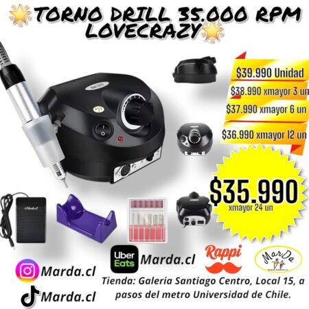 TORNO PROFESIONAL 35.000 RPM LOVECRAZY DREMEL MANICURE PEDICURE
