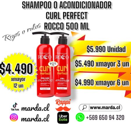 SHAMPOO O ACONDICIONADOR CURL PERFECT PARA CABELLO CRESPO ROCCO 500 ML