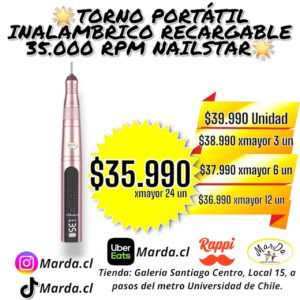 TORNO LAPIZ INALAMBRICO 35.000 RPM PORTATIL Y RECARGABLE NAILSTAR DREMEL ROSADO