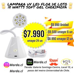 LAMPARA FLOR DE LOTO UV/LED 18 W CHERIMOYA MANICURE PEDICURE BLANCA