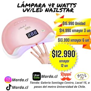 LAMPARA UV/LED 48 W SUN NAILSTAR MANICURE PEDICURE CON VISOR ROSADA