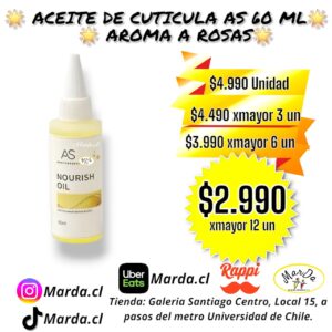 ACEITE DE CUTICULAS AS AROMA ROSAS 60 ML