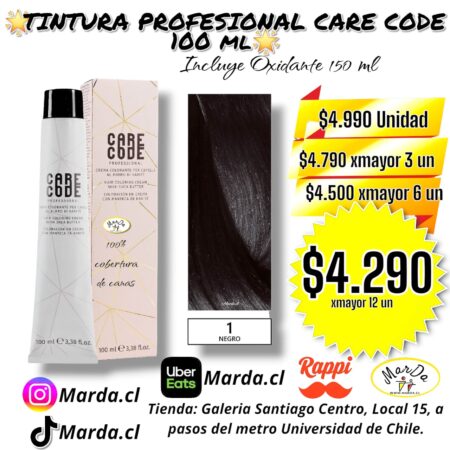SUPER PROMO TINTURA CARE CODE 100 ML MAS AGUA OXIGENADA 150 ML BBCOS