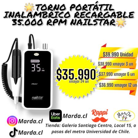TORNO INALAMBRICO 35.000 RPM PORTATIL Y RECARGABLE DREMEL NAILSTAR
