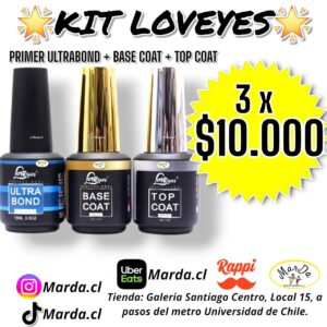 KIT LOVEYES PRIMER + BASE COAT + TOP COAT LOVEYES