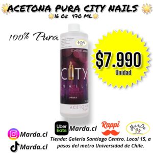 ACETONA PURA PARA UÑAS 16 oz 470 ML CITY NAILS