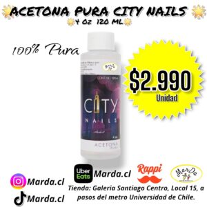 ACETONA PURA PARA UÑAS 4 oz 120 ML CITY NAILS