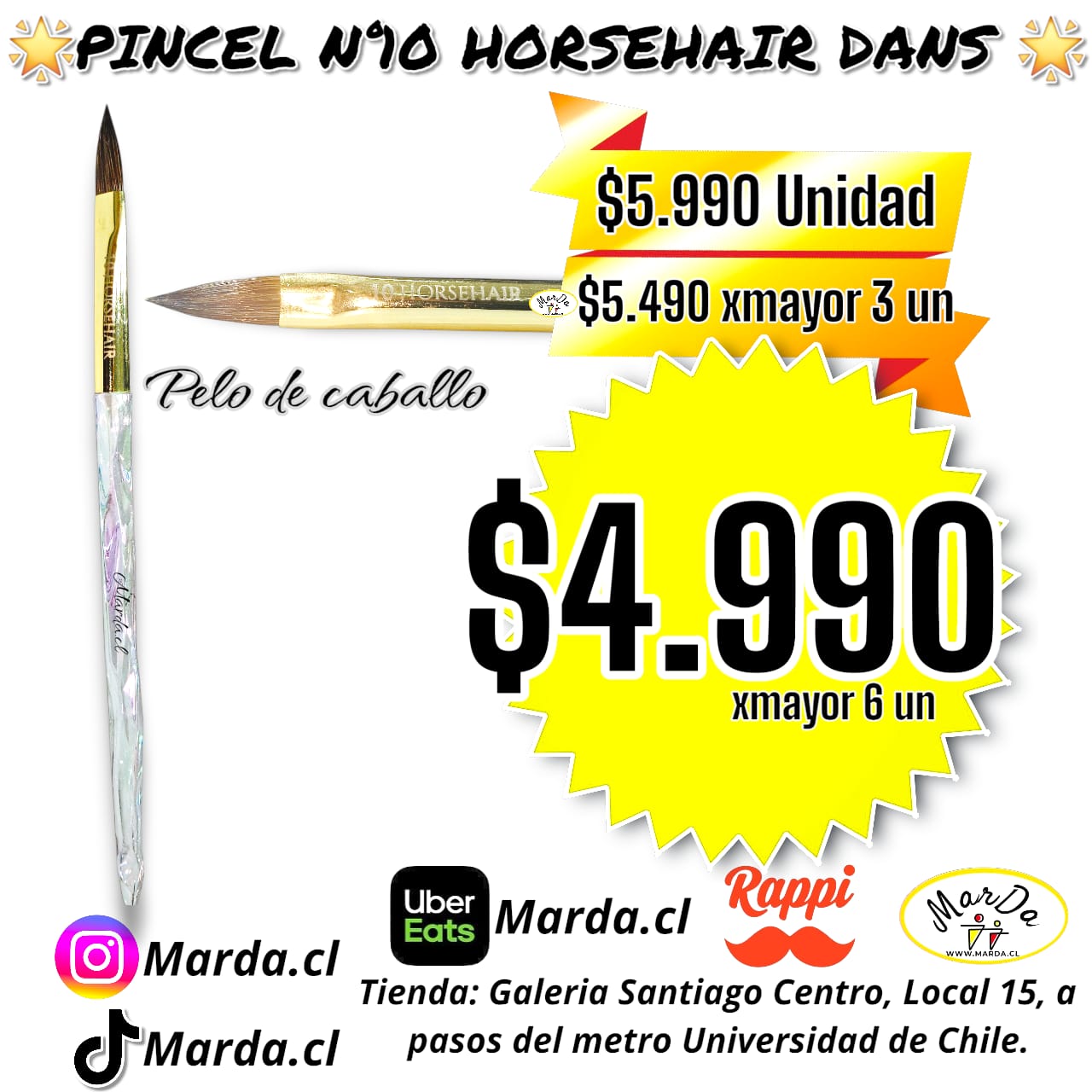 PINCEL ACRILICO N°10 HORSEHAIR DANS PELO DE CABALLO