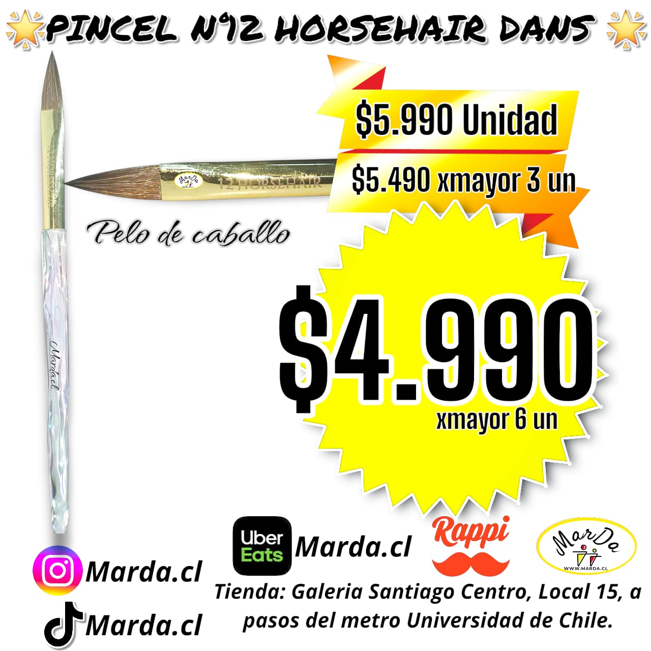 PINCEL ACRILICO N°12 HORSEHAIR DANS PELO DE CABALLO