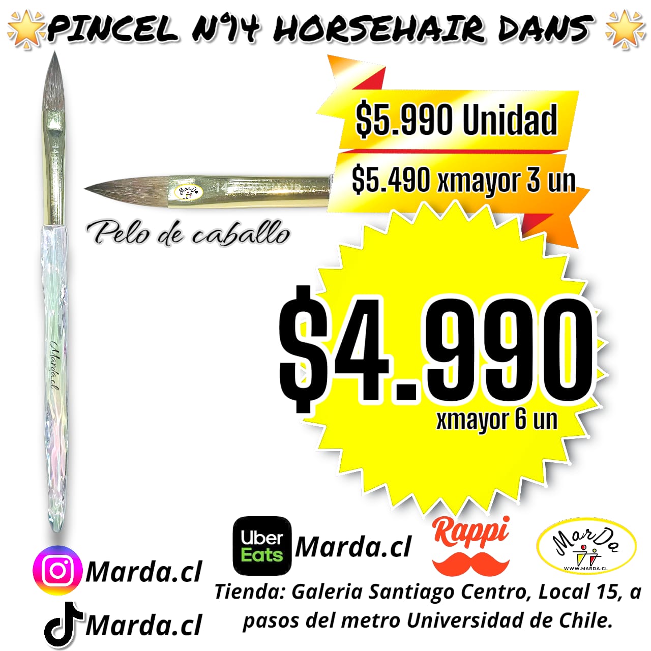 PINCEL ACRILICO N°14 HORSEHAIR DANS PELO DE CABALLO