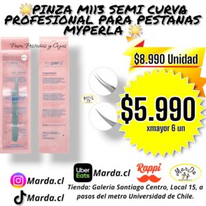 PINZA M113 SEMI CURVA PROFESIONAL PARA PESTAÑAS MYPERLA