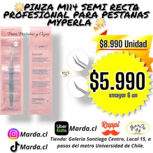 PINZA M114 SEMI RECTA PROFESIONAL PARA PESTAÑAS MYPERLA