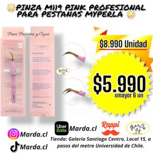 PINZA M119 PINK PROFESIONAL PARA PESTAÑAS MYPERLA