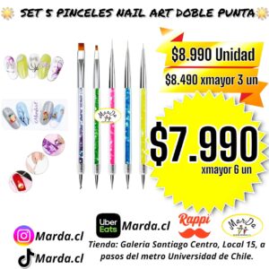 SET 5 PINCELES NAIL ART DOBLE PUNTA