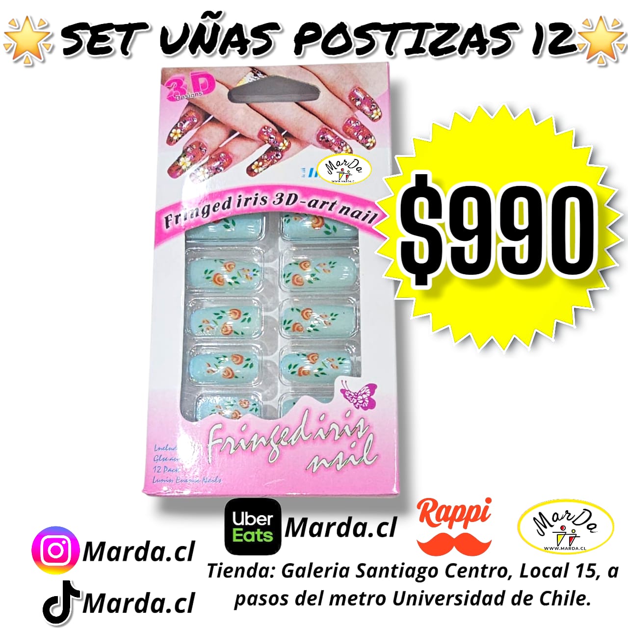 SET UÑAS POSTIZAS 12