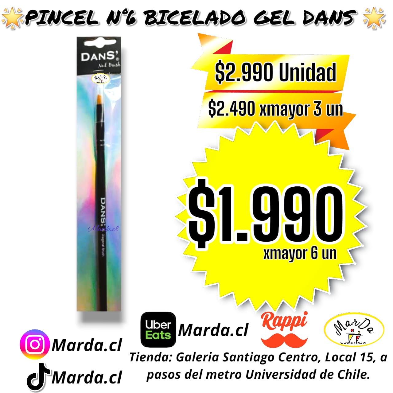 PINCEL N°6 BISELADO GEL DANS