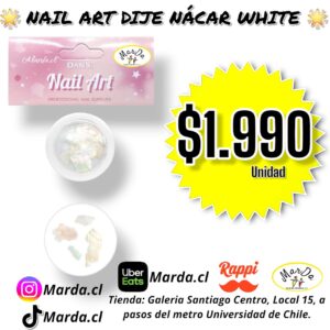 NAIL ART DIJE NACAR WHITE DANS PARA DECORACION PARA MANICURE