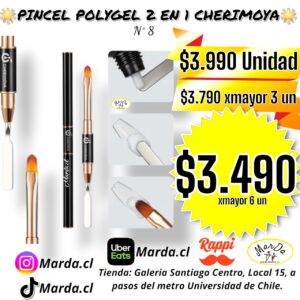 PINCEL + ESPATULA CON TAPA PARA POLYGEL ACRYGEL GEL CHERIMOYA