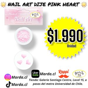 NAIL ART DIJE PINK HEART DANS PARA DECORACION PARA MANICURE
