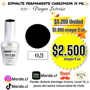 ESMALTE PERMANENTE CHERIMOYA #021 - COLOR NEGRO INTENSO - 15 ML