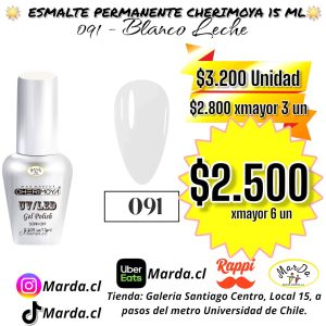 ESMALTE PERMANENTE CHERIMOYA #091 - COLOR BLANCO LECHE - 15 ML