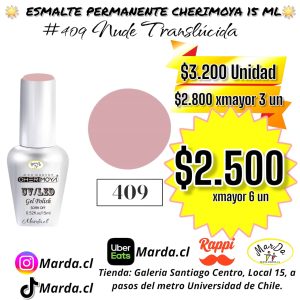 ESMALTE PERMANENTE CHERIMOYA #409 NUDE TRANSLUCIDO - 15 ML
