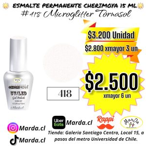 ESMALTE PERMANENTE CHERIMOYA #418 MICROGLITTER TORNASOL - 15 ML