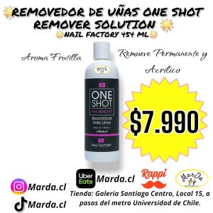 REMOVEDOR DE UÑAS PERMANENTE Y ACRILICO ONE SHOT REMOVER SOLUTION 16 Oz NAIL FACTORY 454ml