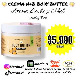 MANTECA CORPORAL SUPER HIDRATANTE HEALTH & BEYOND AROMA A LECHE Y MIEL 350 GRS