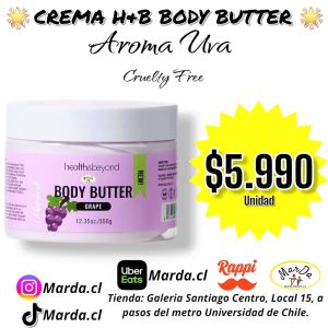 MANTECA CORPORAL SUPER HIDRATANTE HEALTH & BEYOND AROMA A UVA 350 GRS